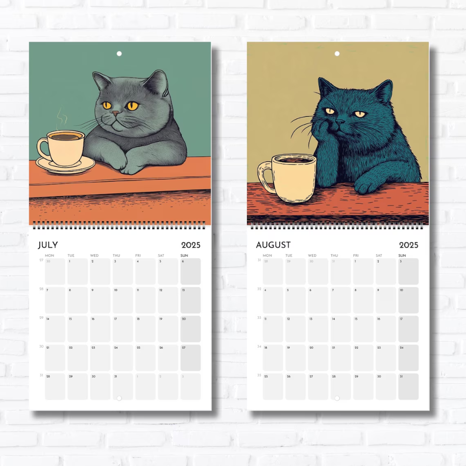 🎅Early Christmas 49%OFF🎅Cats Chillin' With Coffee - 2025 Cat Calendar