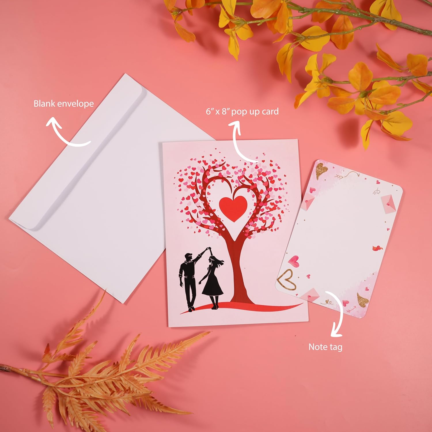 Pop Up Anniversary Card, 3D  Valentine's Day Anniversary Card with Love Tree & Hearts - Wedding Card for Wife, Husband, or Couple | Romantic Gift for Anniversary, Valentine's, Birthday (6x8 inch)