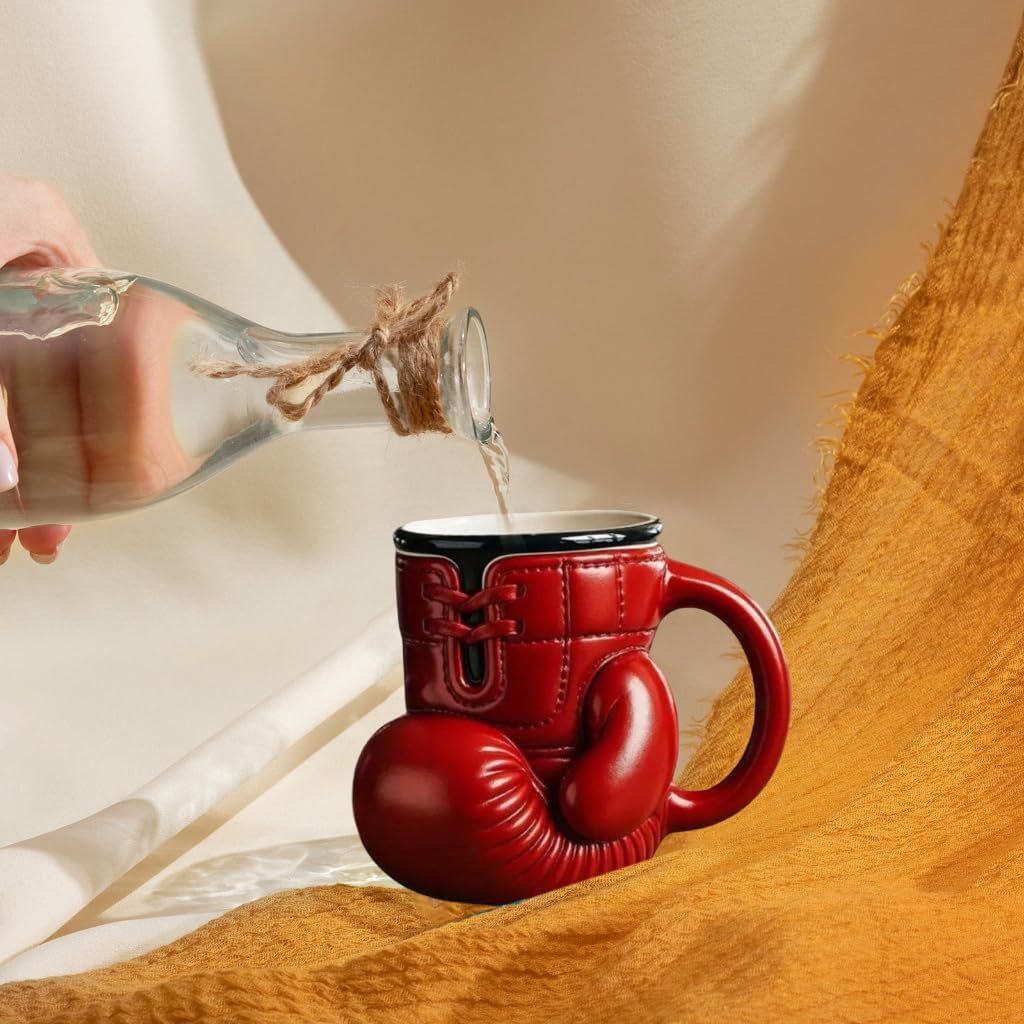 3D Red Boxing Glove Coffee Mug | Sports Resin Cup for Gym Office Dishwasher Safe