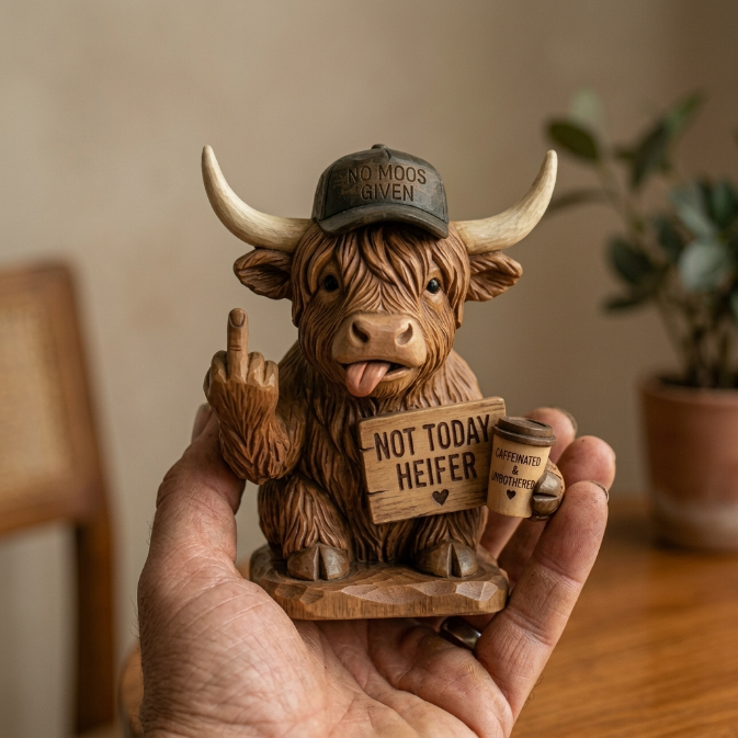 🐮Sassy Highland Cow Desk Statue 