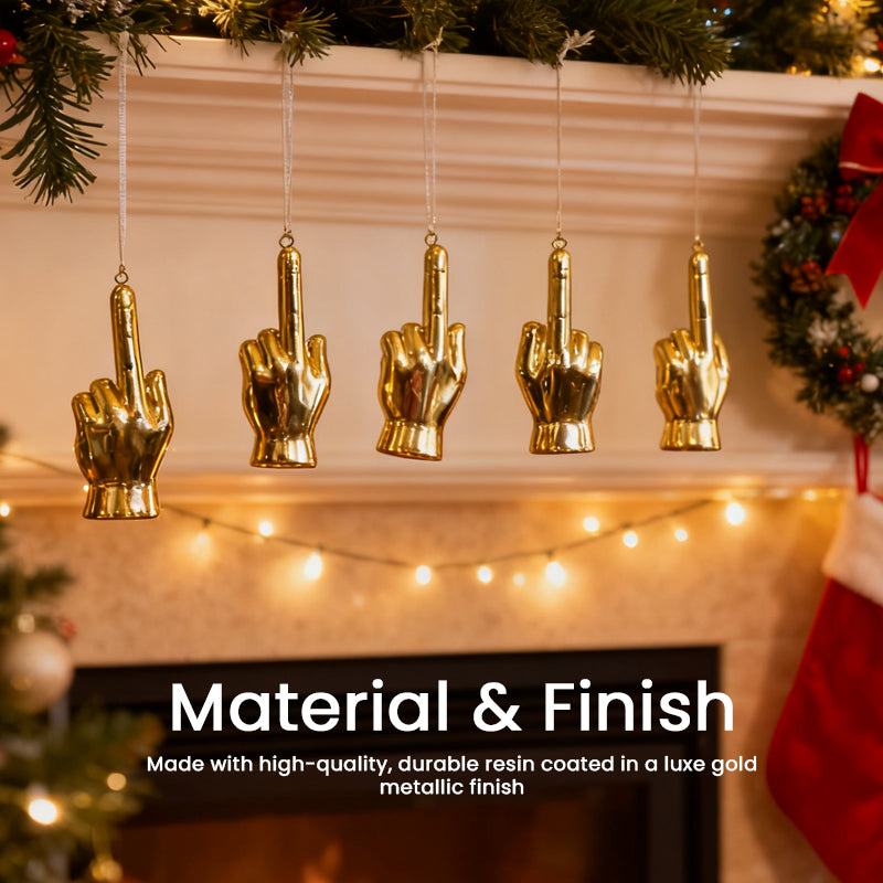 Gold Middle Finger Christmas Ornament
