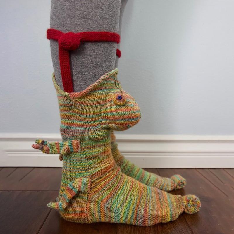 🎅3D Knitted Crocodile Socks