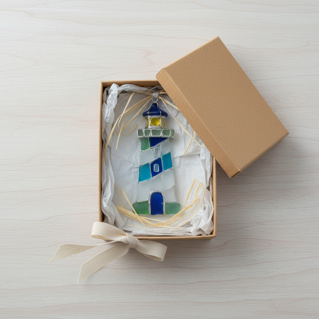 Sea Glass Lighthouse Ornament