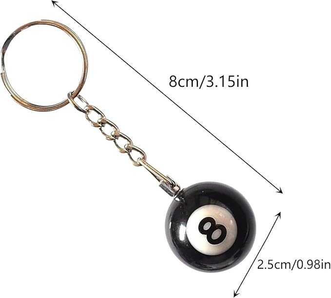 🤞An Element of Good Fortune - 🎱Black No.8 Billiard Ball Keychain