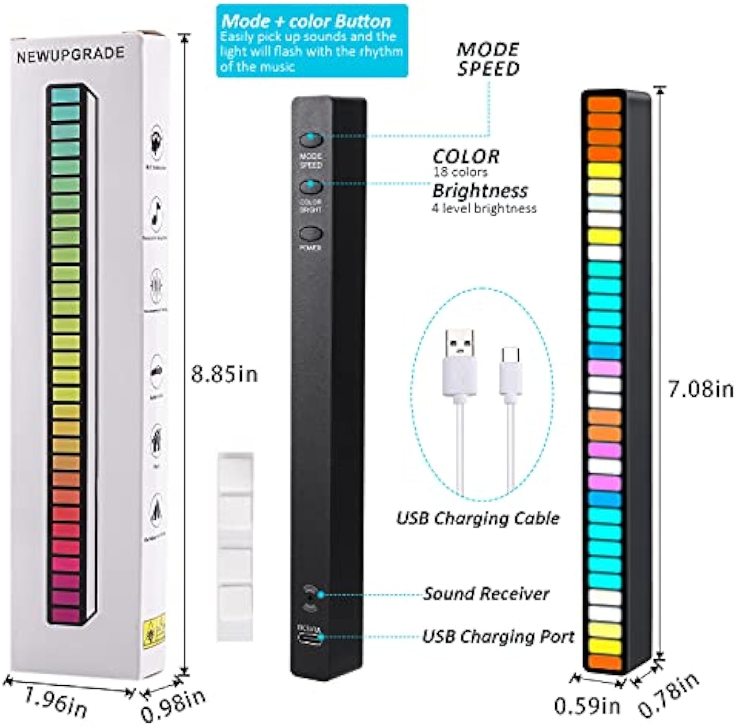 🔥Buy More Save More - 🌟RGB Sound Reactive LED Light Bar