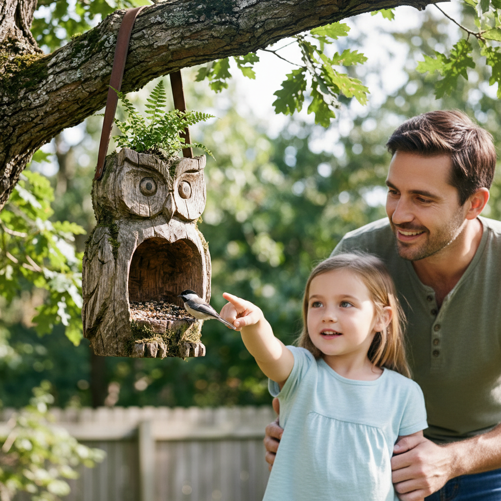 🦉 Rustic Owl Bird Feeder & Planter – Invite Nature to Your Garden