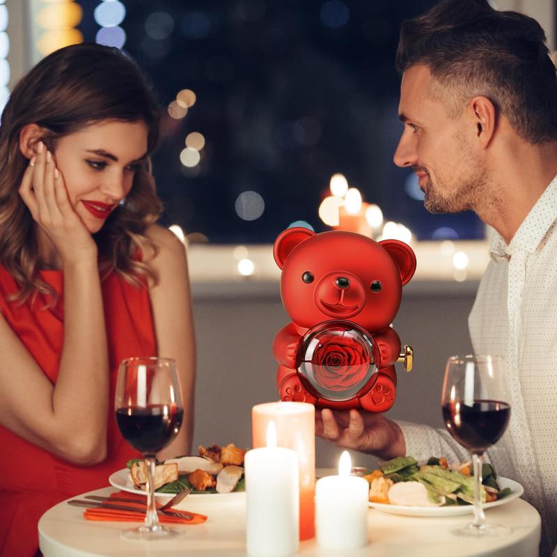 【Necklace Included】Cute Teddy Bear with Preserved Rose -A Real Rose Flowerin Bear with Elegant Gift Box -Romantic Gift for Her in Mother's Day, Weddings, Anniversaries, and Bridal Showers,Christmas and Valentine's Day gifts 【Necklace Included】Cute Teddy Bear with Preserved Rose -A Real Rose Flowerin Bear with Elegant Gift Box -Romantic Gift for Her in Mother's Day, Weddings, Anniversaries, and Bridal Showers,Christmas and Valentine's Day gifts
