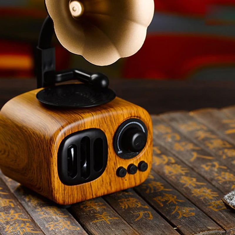🎵Retro Wooden Phonograph Bluetooth Speaker