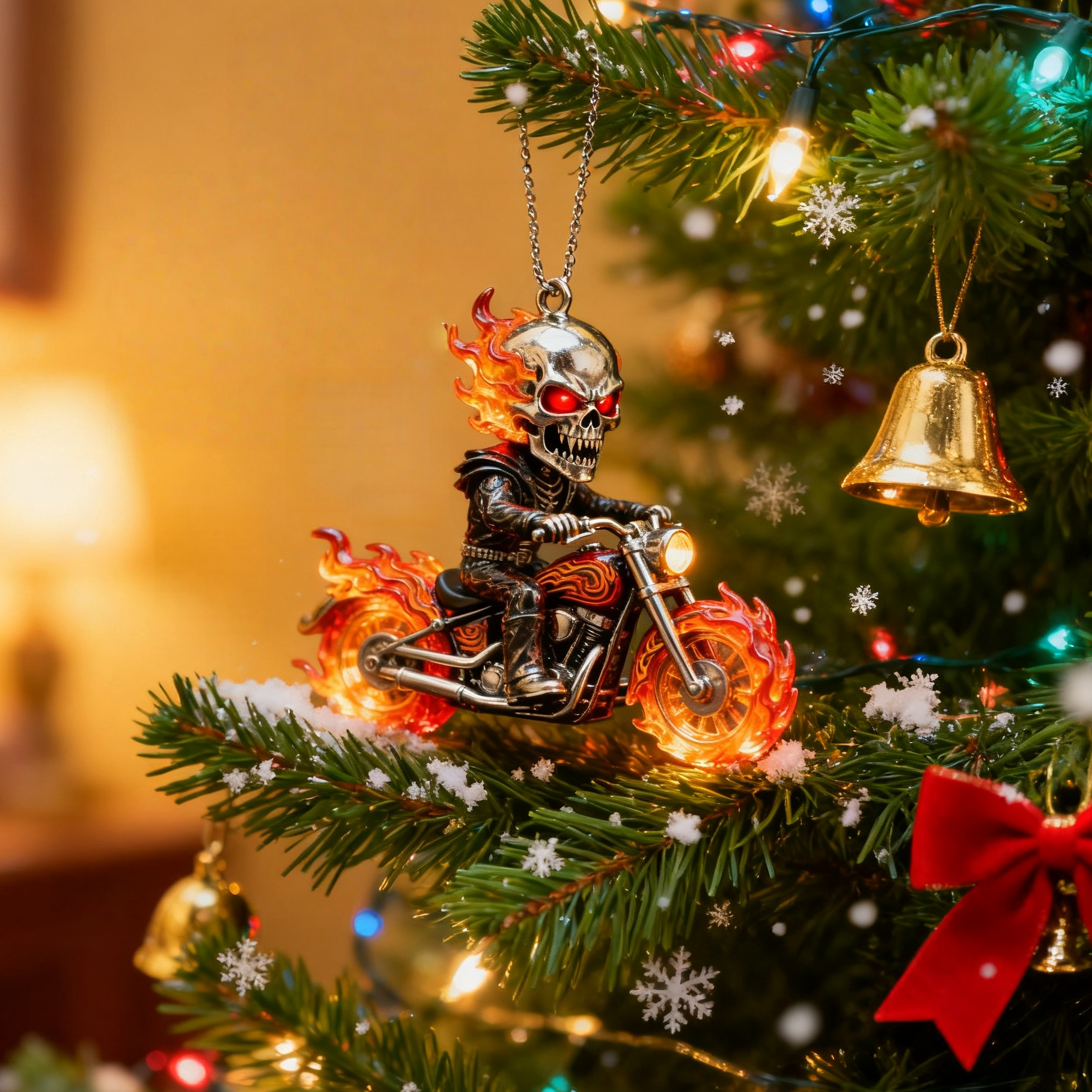 Blazing Skull Biker Ornament