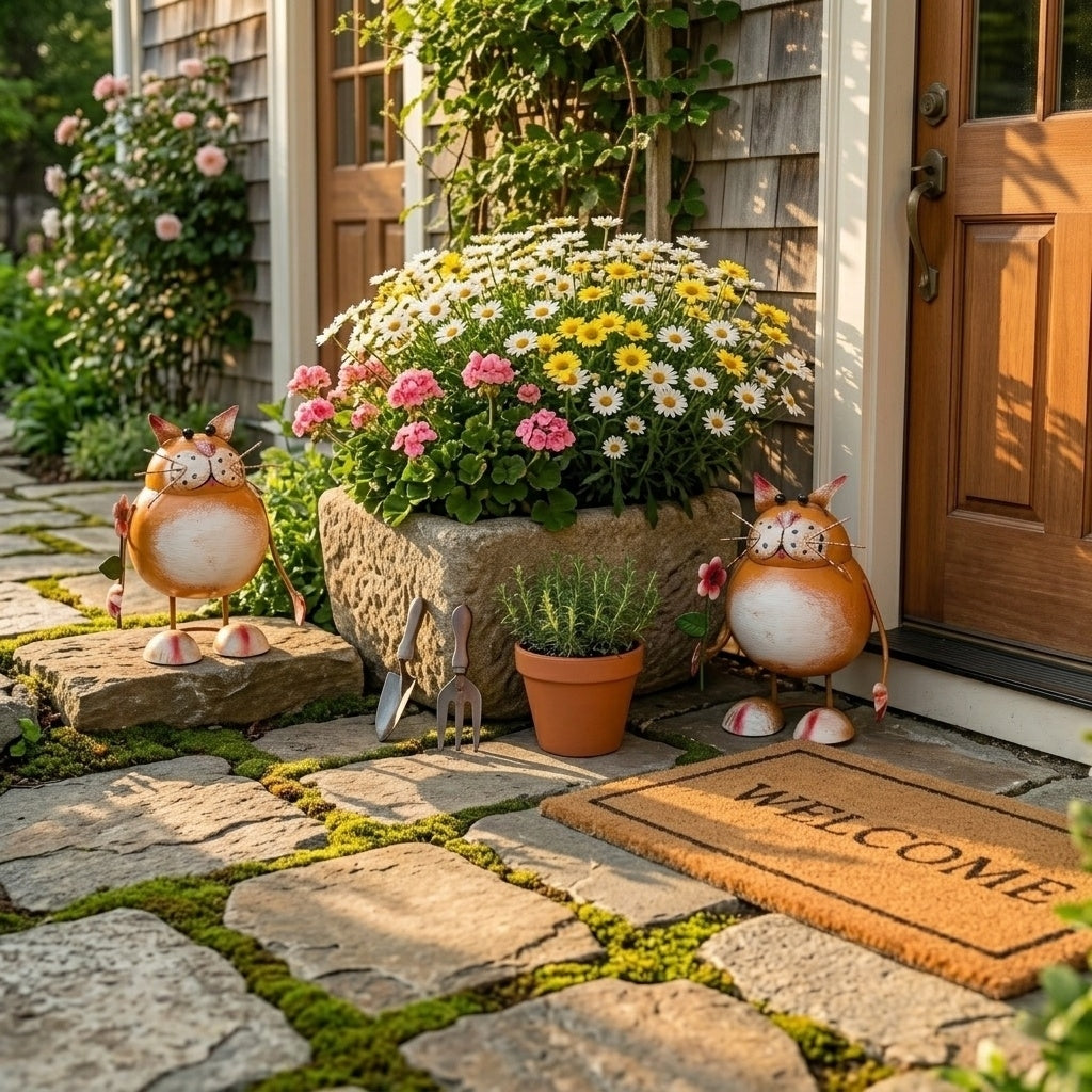 Rustic Cat-Shaped Iron Statue