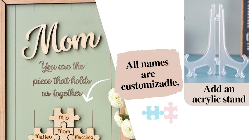 🎁Gift for Mother's day🎁Custom Carved Wood Puzzle Frame