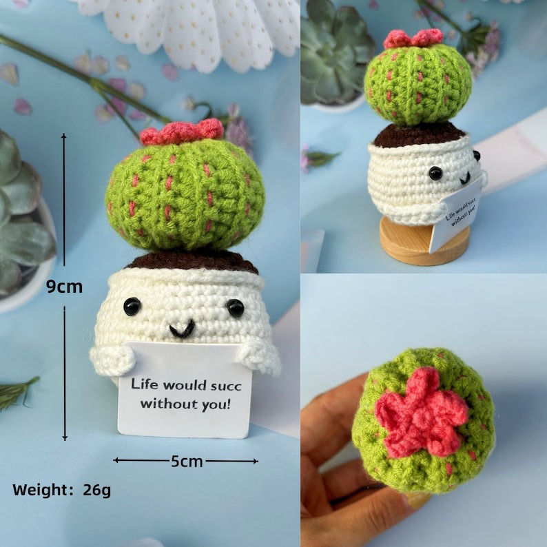 🌵Handmade Cactus With Positive Quote