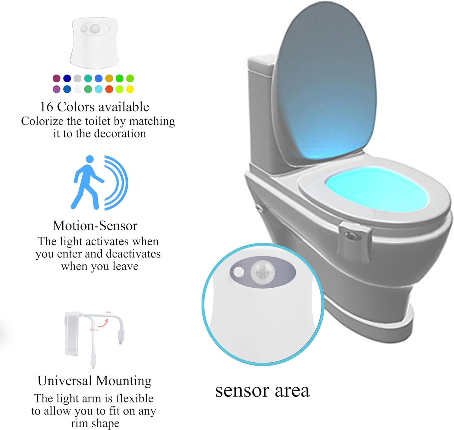 🚽✨Motion Activated 16 Colors Changing Toilet Nightlight