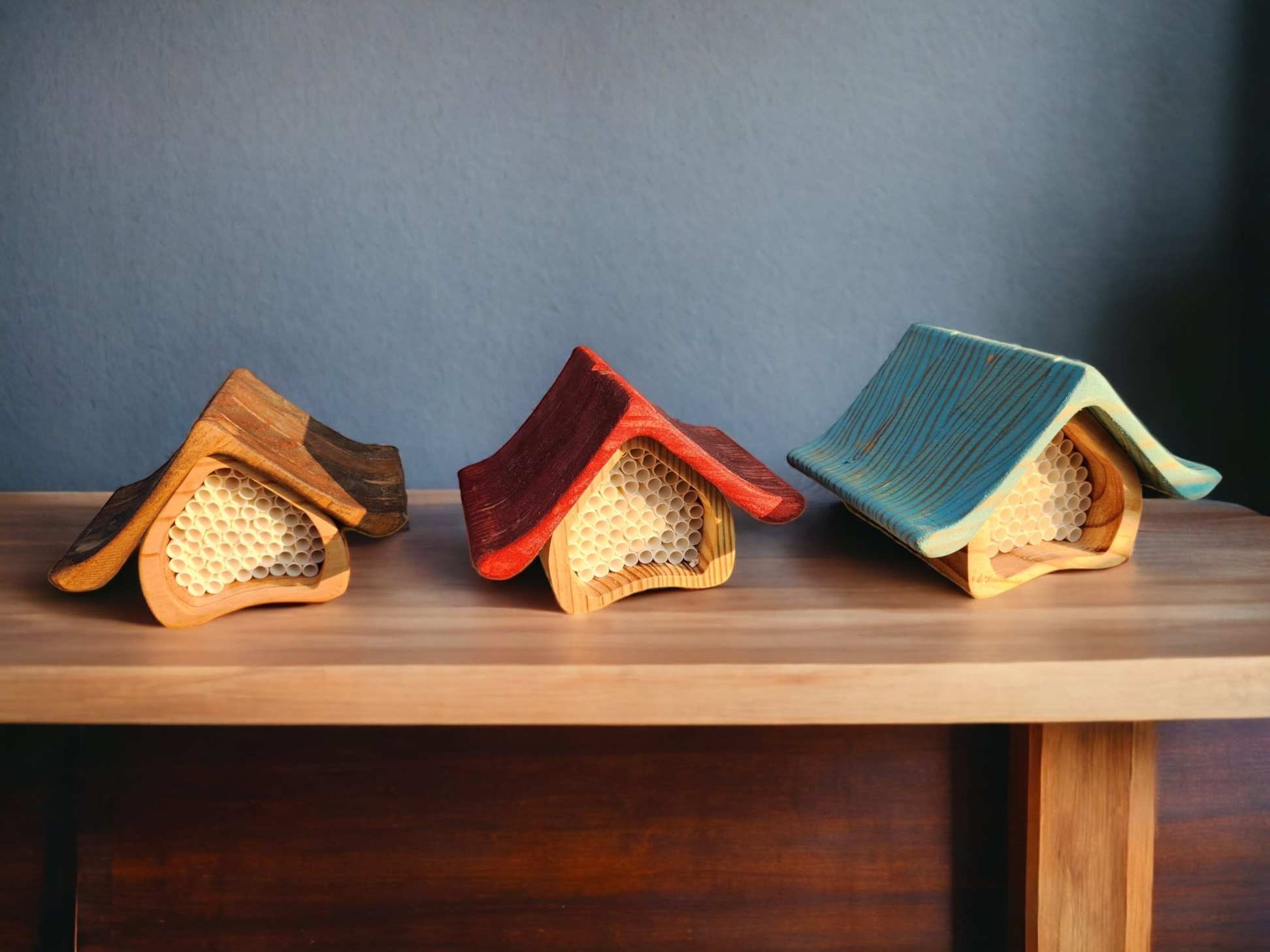 🐝Colored Handcrafted Mason Bee Hotel for a Sustainable Garden🏡