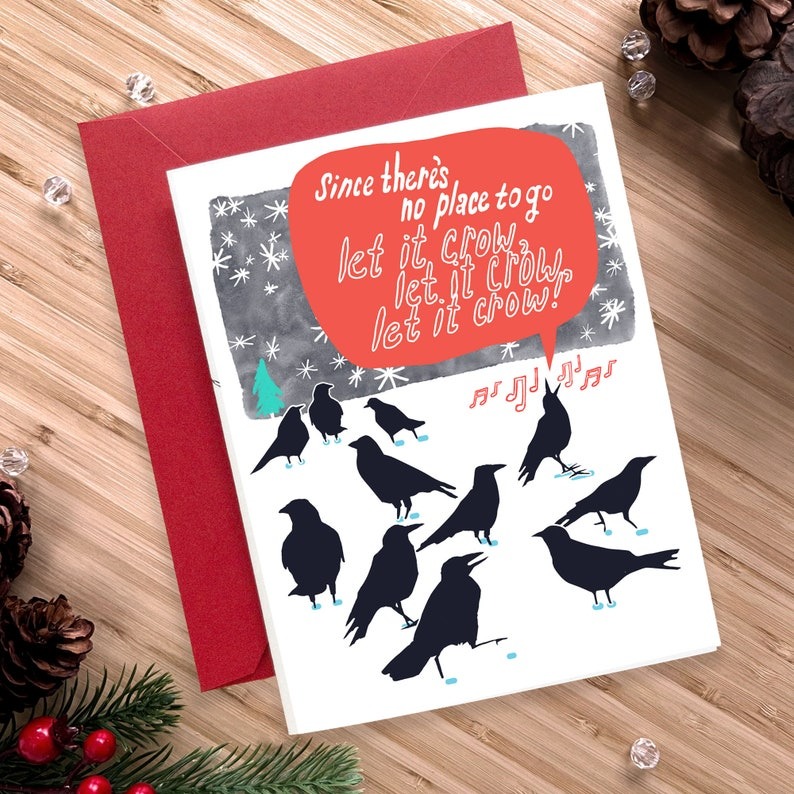 💕Christmas funny crow card✉