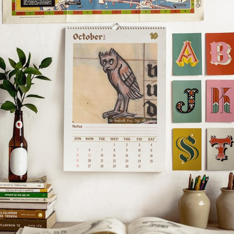 🦉Vintage Owl Drawing Calendar📆