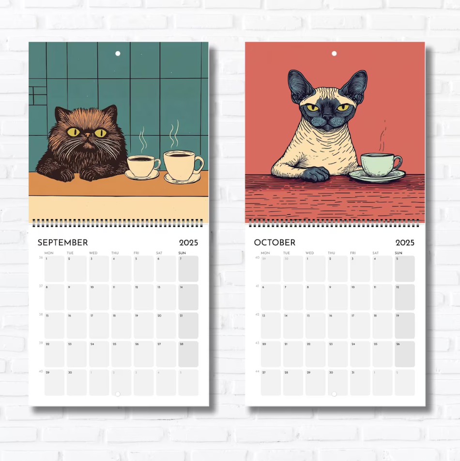 🎅Early Christmas 49%OFF🎅Cats Chillin' With Coffee - 2025 Cat Calendar
