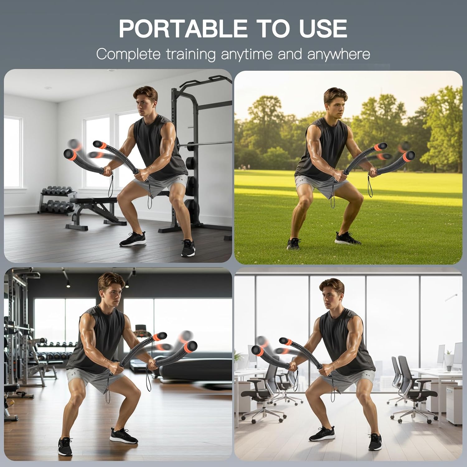 2-Pack Ropeless Battle Ropes | Quiet Space-Saving Home Gym Training (With Storage Bag)