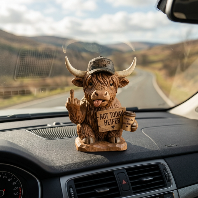 🐮Sassy Highland Cow Desk Statue 