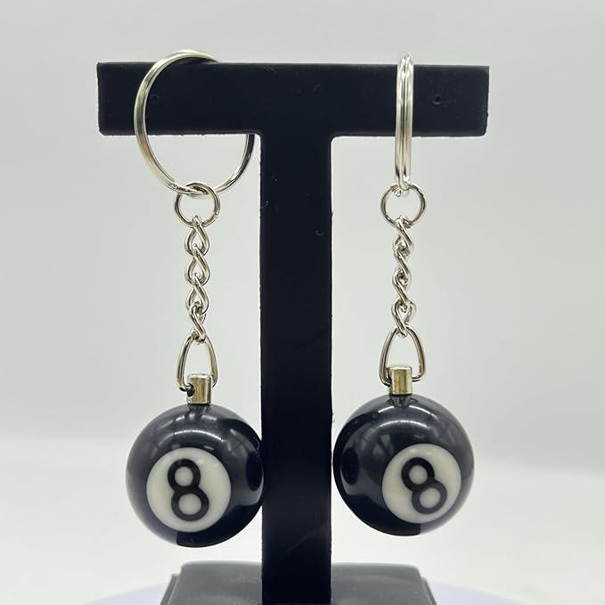 🤞An Element of Good Fortune - 🎱Black No.8 Billiard Ball Keychain