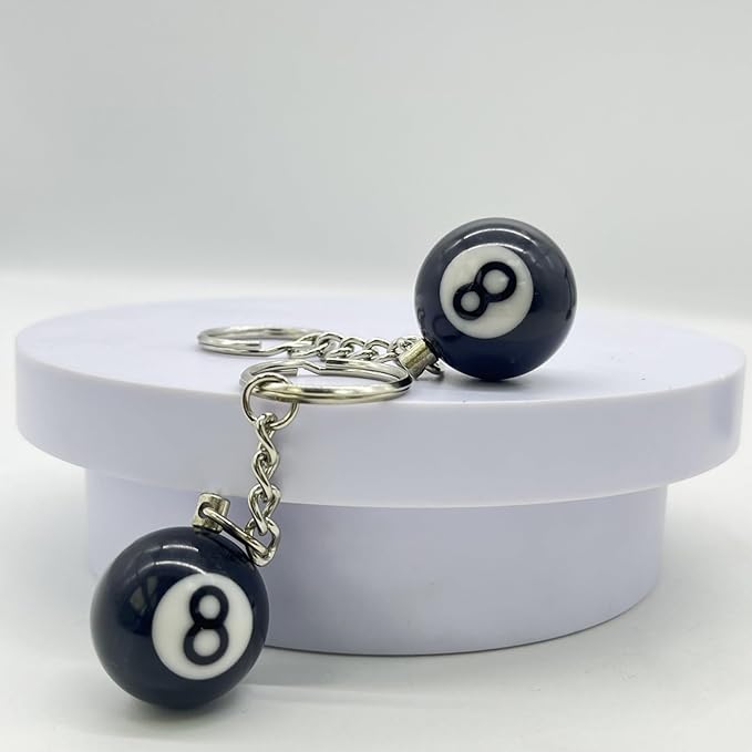 🤞An Element of Good Fortune - 🎱Black No.8 Billiard Ball Keychain
