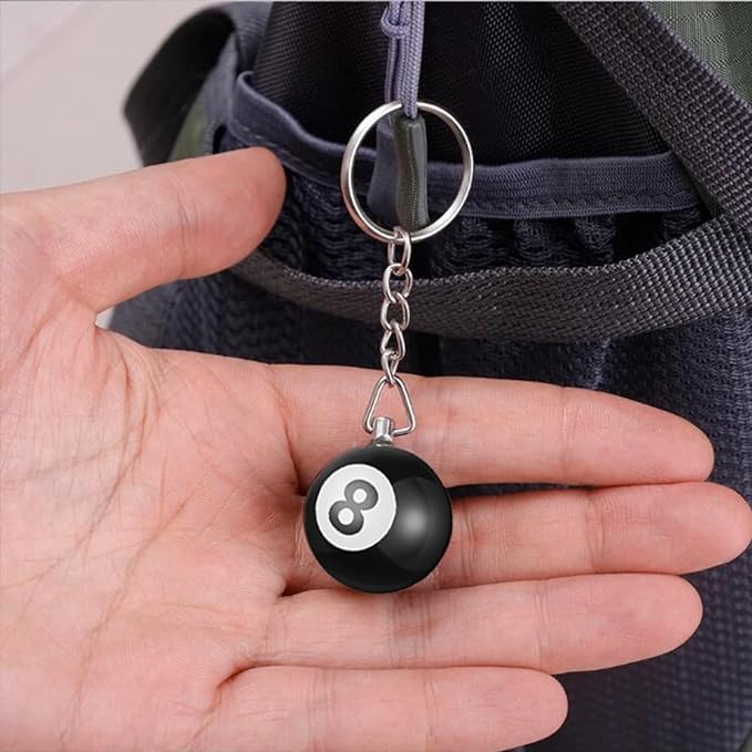 🤞An Element of Good Fortune - 🎱Black No.8 Billiard Ball Keychain