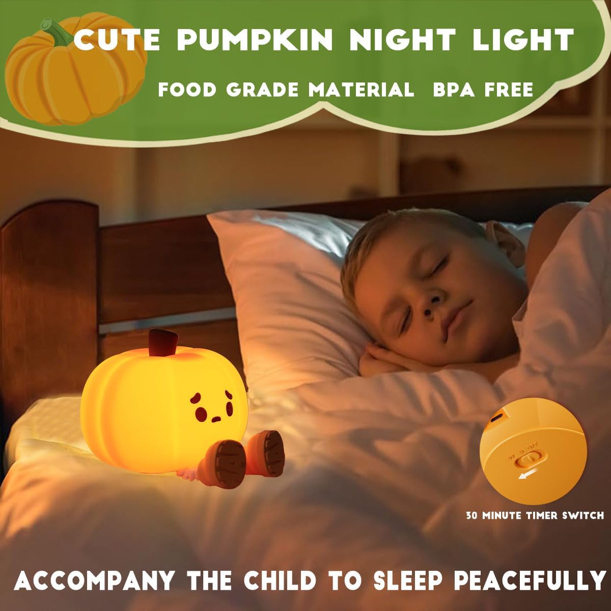 💡Cute Pumpkin Night Light Silicone LED Lamp