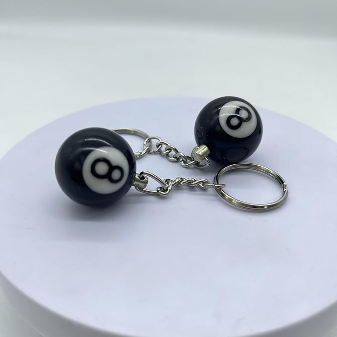 🤞An Element of Good Fortune - 🎱Black No.8 Billiard Ball Keychain