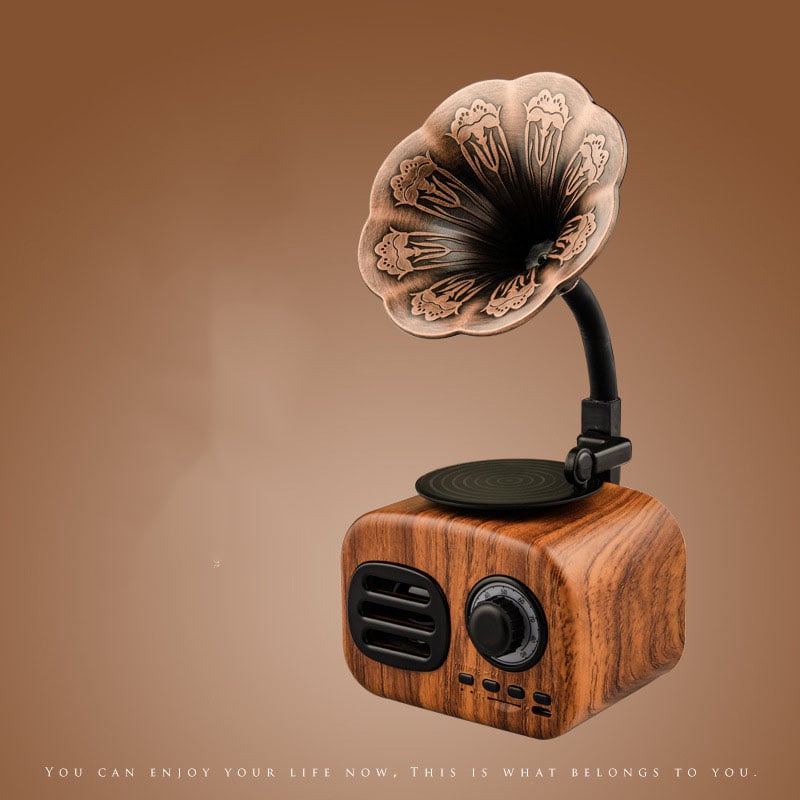 🎵Retro Wooden Phonograph Bluetooth Speaker