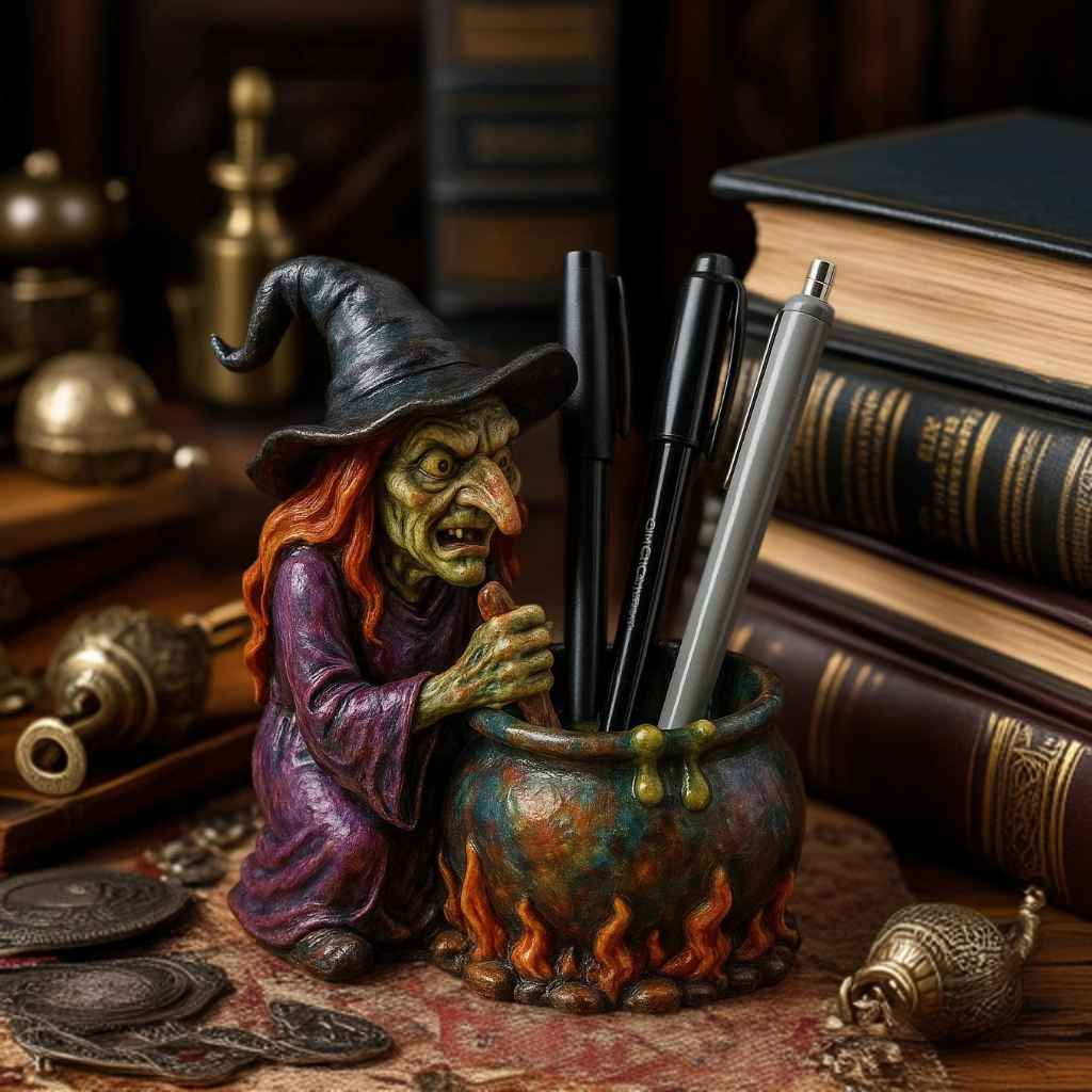 Witch Cauldron Pen Holder