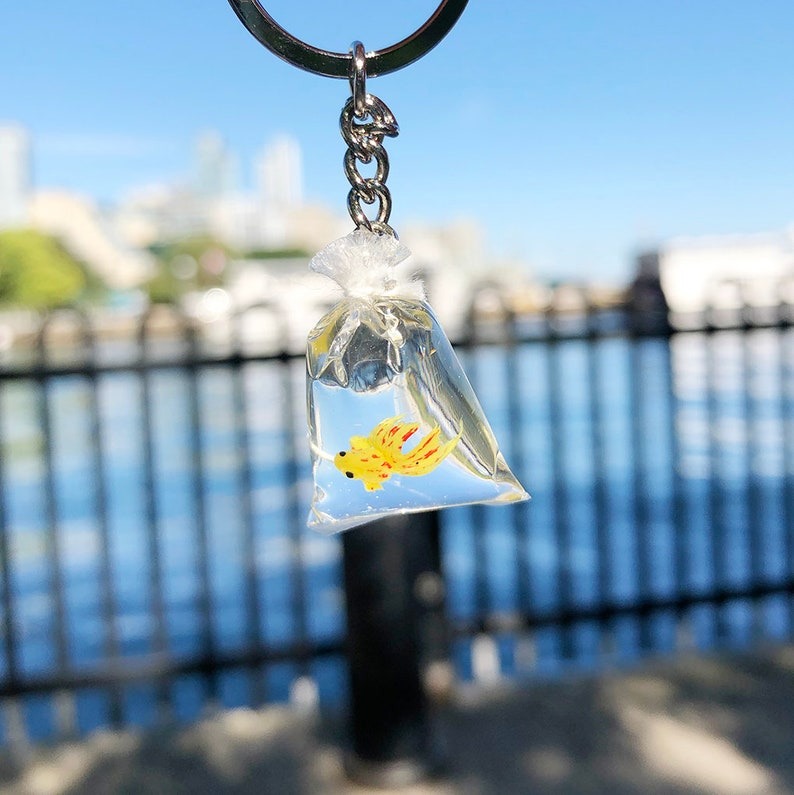 🐠Goldfish Koi Fish in Bag Resin Keychain