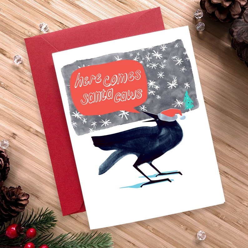 💕Christmas funny crow card✉