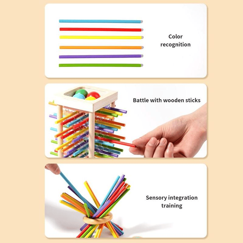 🔥Wooden Stick Game | Colorful Educational Toy for Kids | Cognitive Development & Focus Training | Dual-level Puzzles & Mixed Color Sticks✨