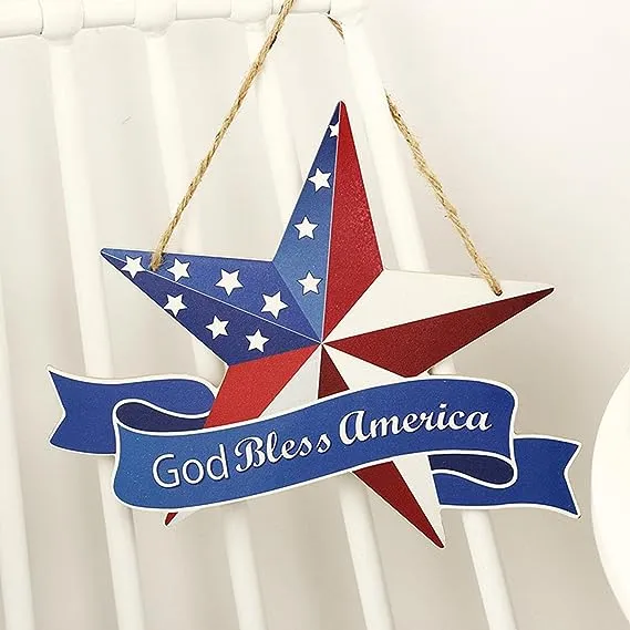 ⭐God Bless America Wooden Pentagram Pendant⭐