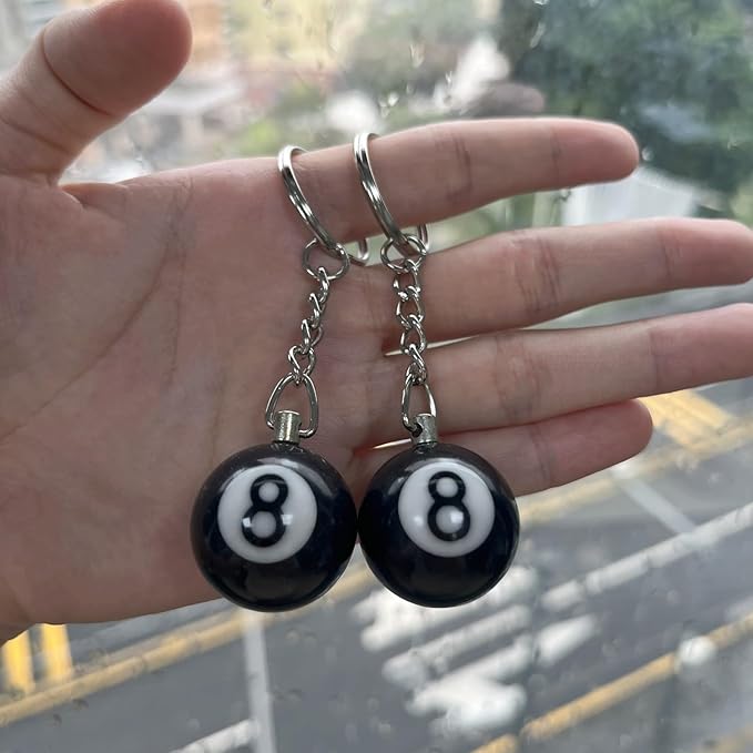 🤞An Element of Good Fortune - 🎱Black No.8 Billiard Ball Keychain