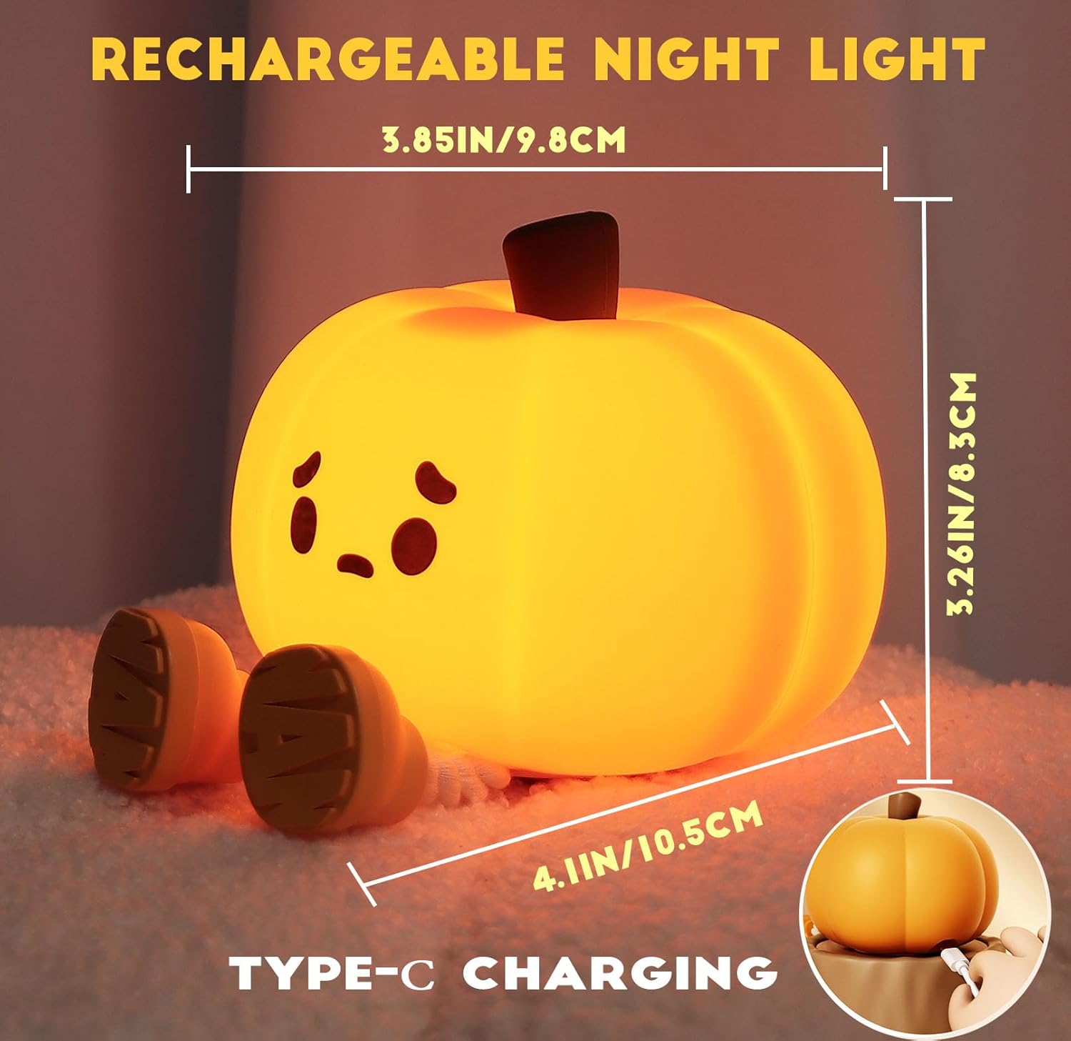 💡Cute Pumpkin Night Light Silicone LED Lamp