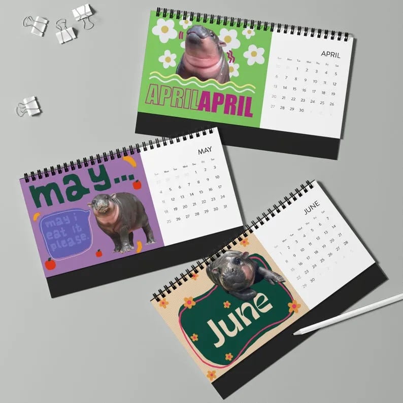 🦛Moo Deng Calendar | 2025 Desktop Calendar