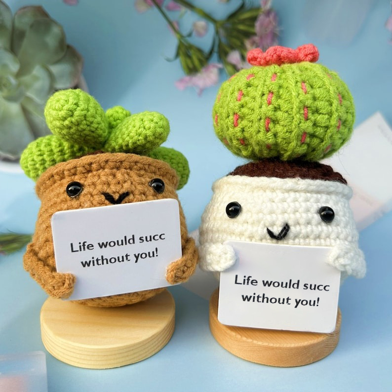 🌵Handmade Cactus With Positive Quote