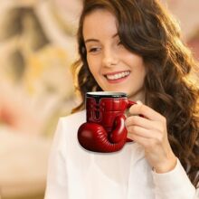 3D Red Boxing Glove Coffee Mug | Sports Resin Cup for Gym Office Dishwasher Safe