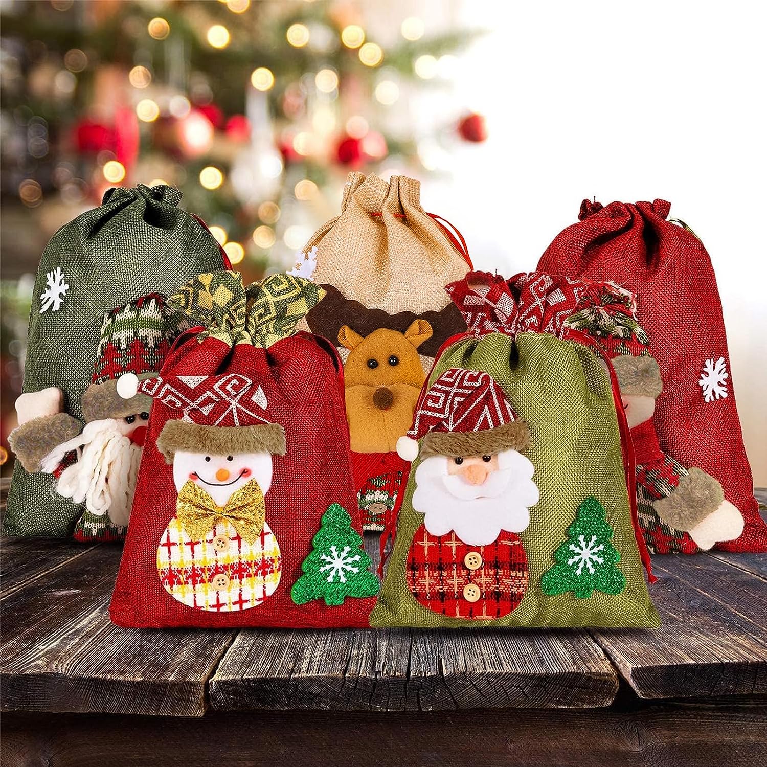 3D Drawstring Christmas Bags