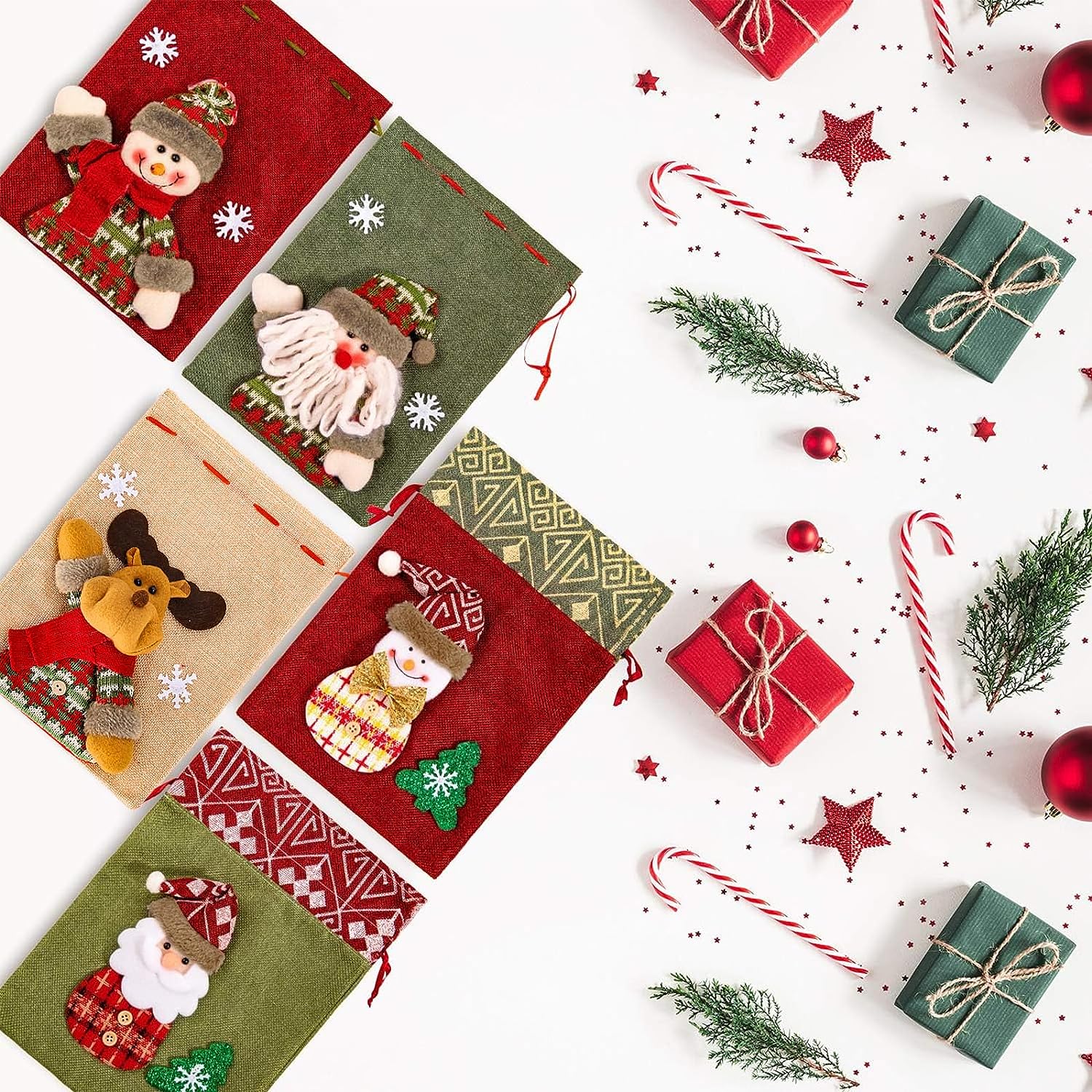 3D Drawstring Christmas Bags