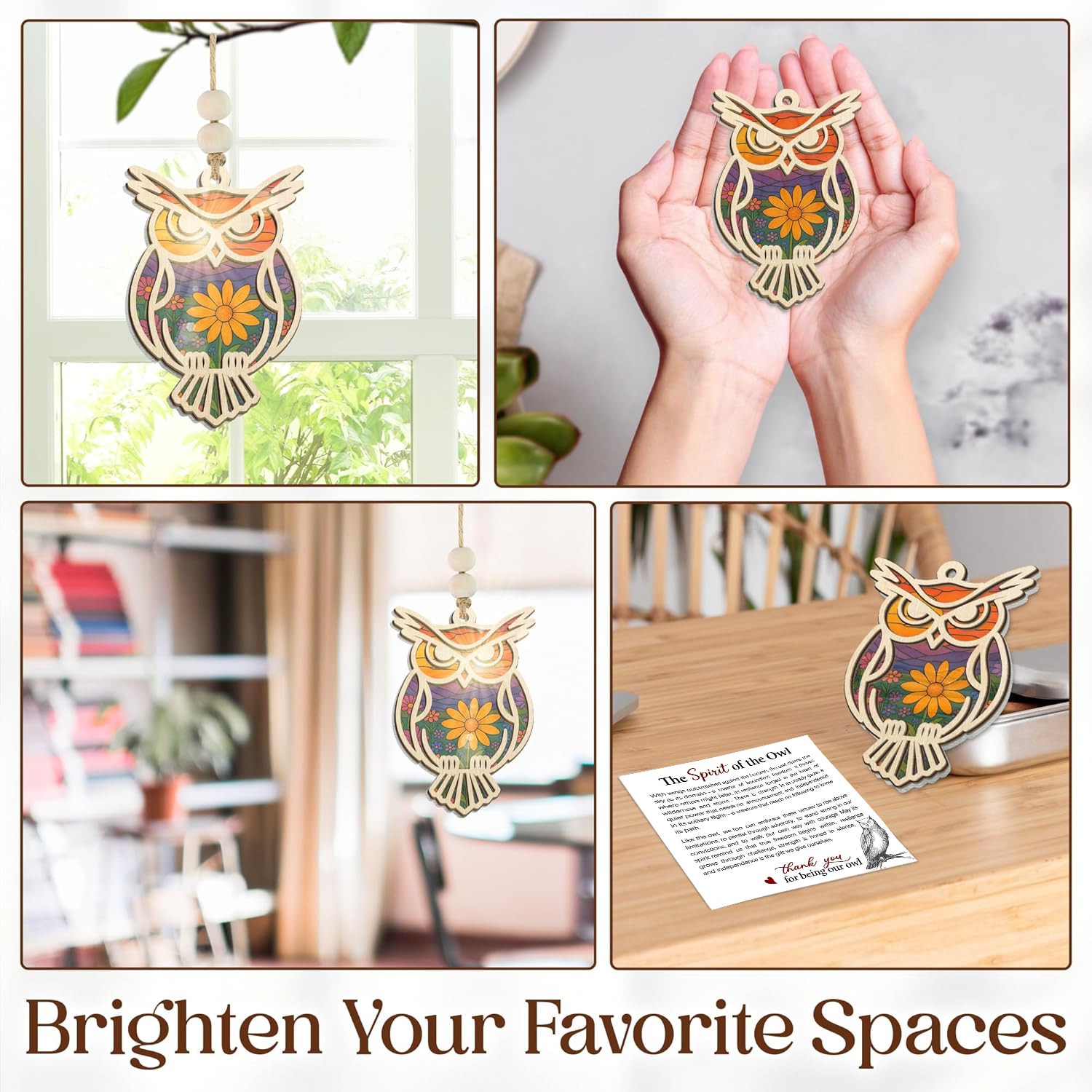 🔥HOT SALE 49% OFF - 🦉Owl Suncatcher Ornament with Card