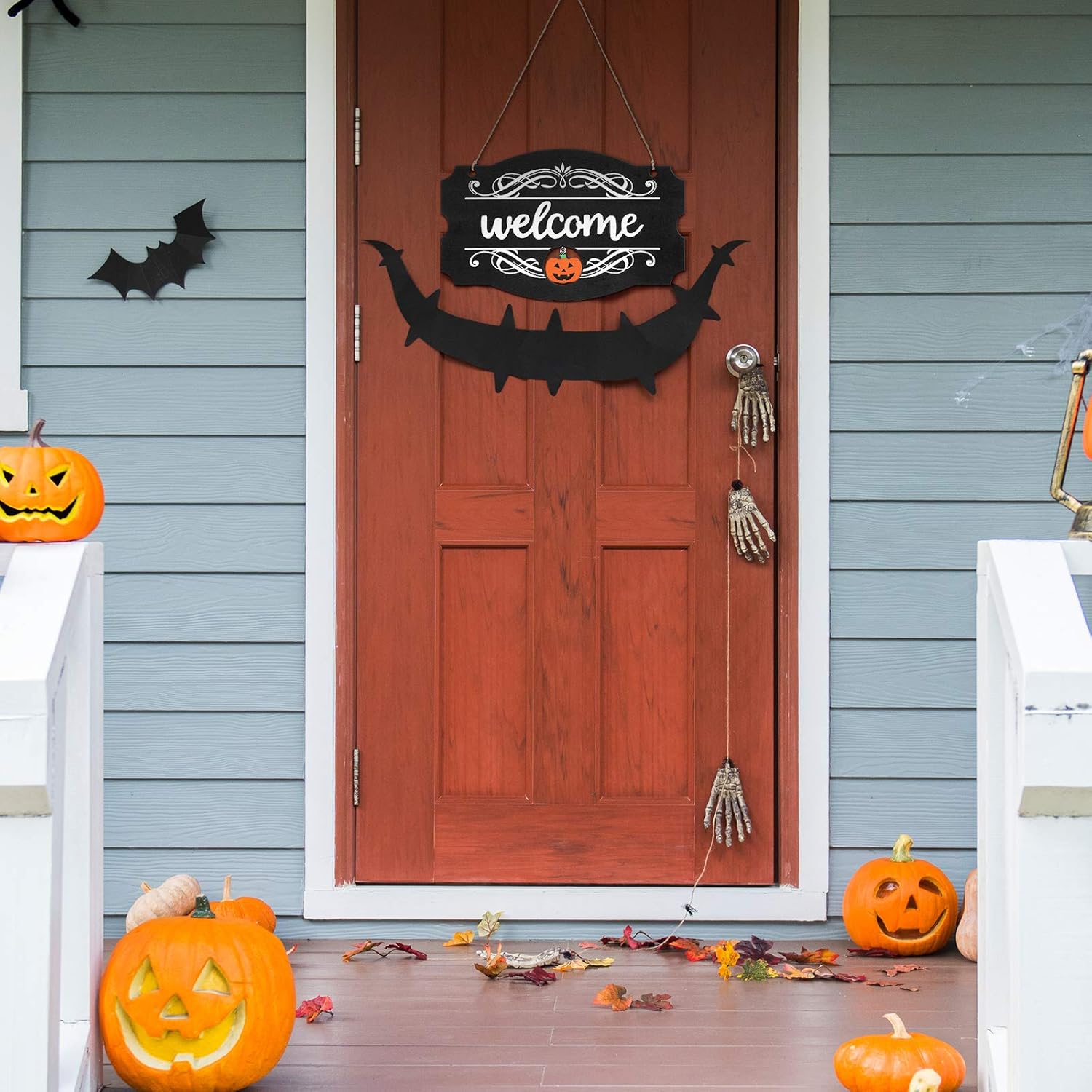 🎉Festive scene pendant--wooden welcome sign front door decor