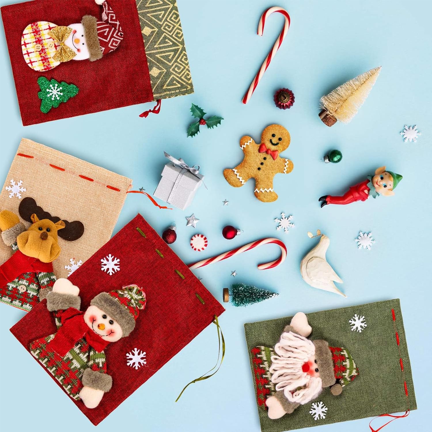 3D Drawstring Christmas Bags