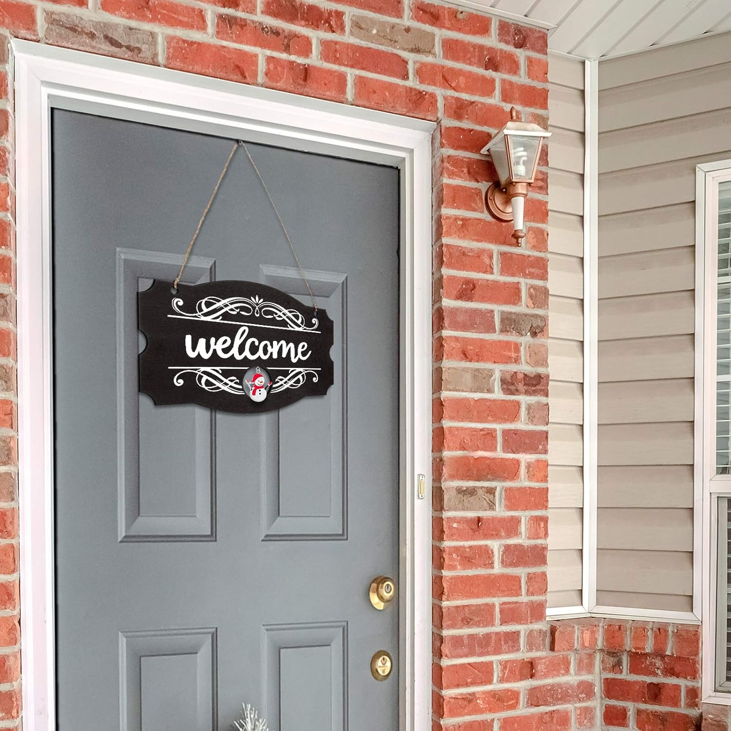 🎉Festive scene pendant--wooden welcome sign front door decor