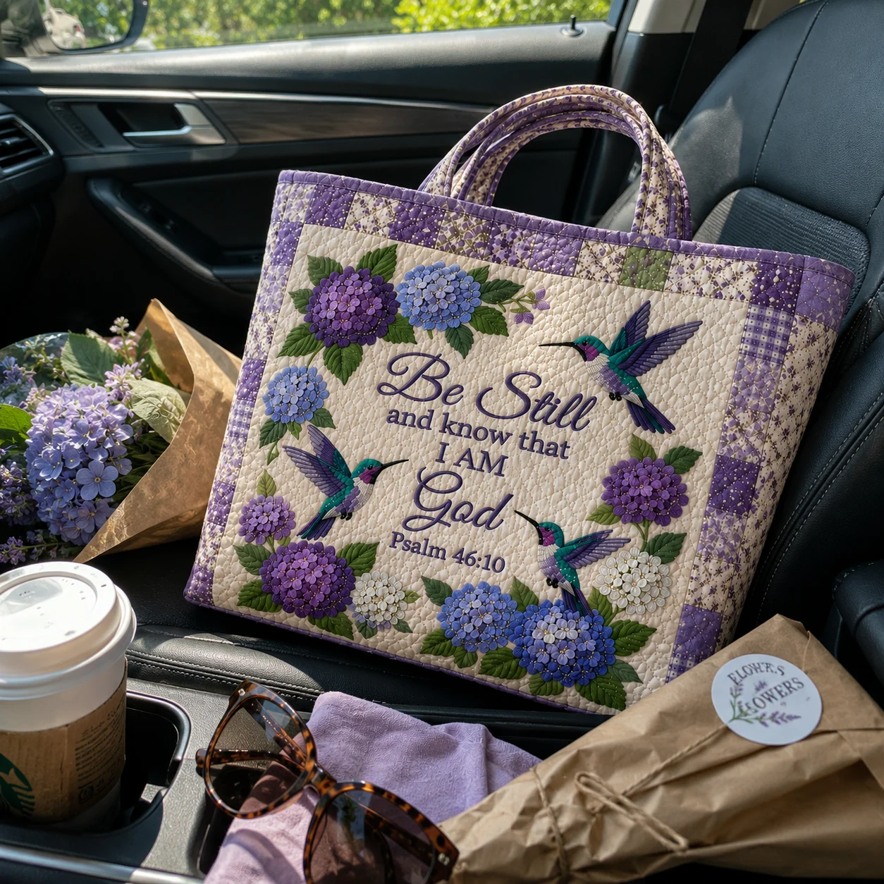 Hydrangea Hummingbird Faith Tote