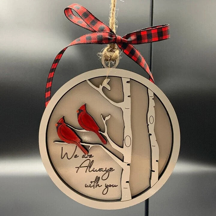 Handmade memorial ornament with Cardinals