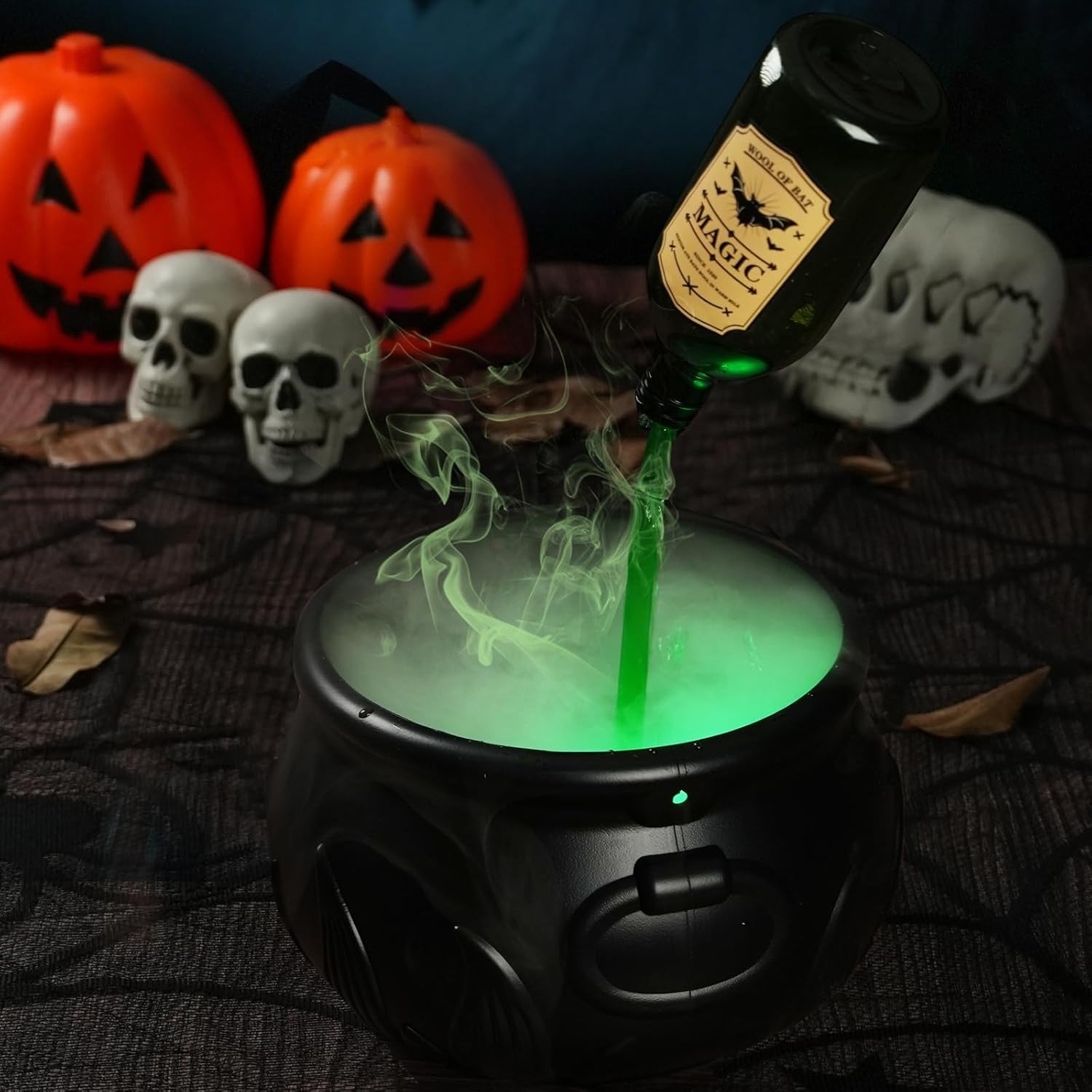 🏆Flash Sale⚡Cauldron Halloween Decor with Magic Floating Potion Bottles and Diffuser