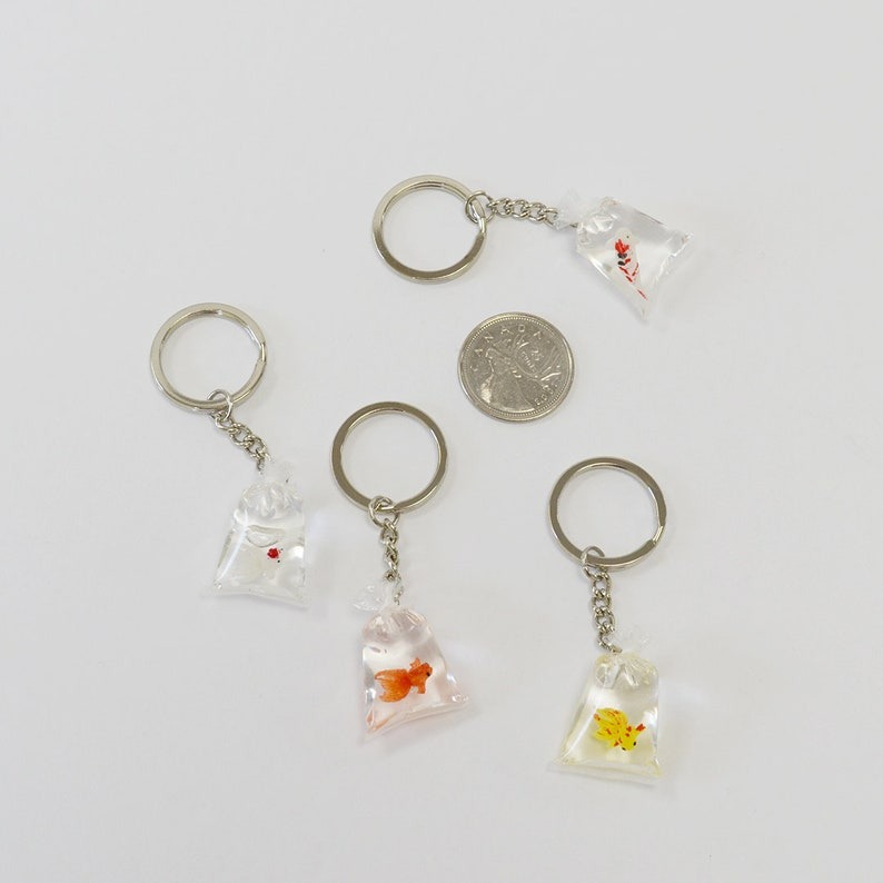 🐠Goldfish Koi Fish in Bag Resin Keychain