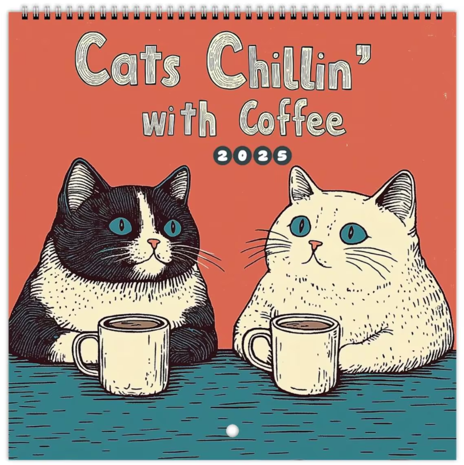 🎅Early Christmas 49%OFF🎅Cats Chillin' With Coffee - 2025 Cat Calendar